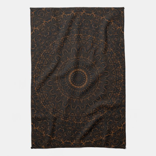Linge De Cuisine Mandala Brun Chocolat avec Symétrie Intrinsèque (Vertical)