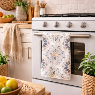 Linge De Cuisine Mandala Élégant Or Marine