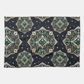 Linge De Cuisine Mandala émeraude dorée (Horizontal)