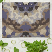 Linge De Cuisine Mandala Flower Blue Tan Retro et Brown (Plié)