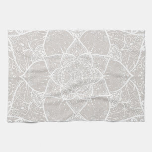 Linge De Cuisine Mandala gris et blanc - Loergann à Lynx
