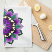 Linge De Cuisine Mandala Motif 02 en violet (Quart Plié)