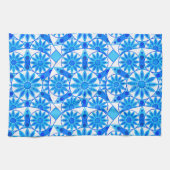 Linge De Cuisine Mandala Motif, Bleu de Cobalt, Turquoise et Blanc (Horizontal)