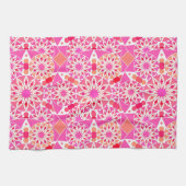 Linge De Cuisine Mandala motif, tons rose et corail (Horizontal)