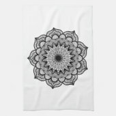 Linge De Cuisine Mandala noir sur fond blanc (Vertical)