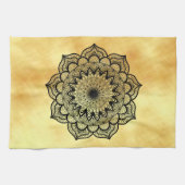 Linge De Cuisine Mandala noir sur fond or doux (Horizontal)