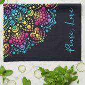 Linge De Cuisine Mandala peint aux points arc-en-ciel (Plié)