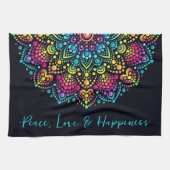 Linge De Cuisine Mandala peint aux points arc-en-ciel (Horizontal)