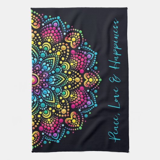 Linge De Cuisine Mandala peint aux points arc-en-ciel (Vertical)