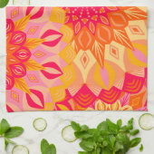 Linge De Cuisine Mandala superposé orange rose jaune (Plié)