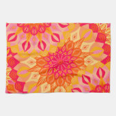 Linge De Cuisine Mandala superposé orange rose jaune (Horizontal)