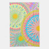 Linge De Cuisine Mandala superposé rose bleu jaune menthe violet (Vertical)