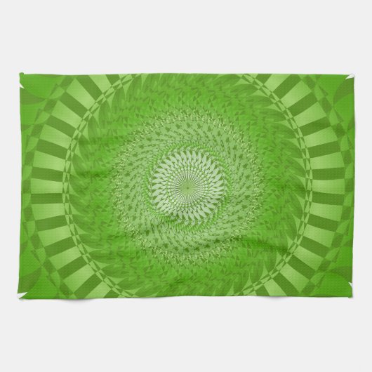 Linge De Cuisine Mandala vert Soleil (Horizontal)