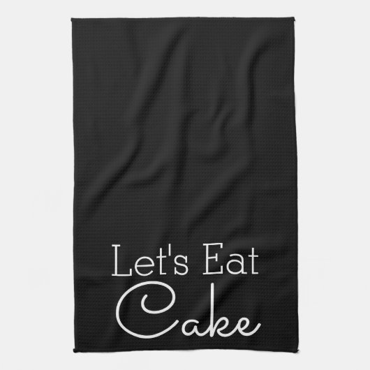 Linge De Cuisine Mangeons du gâteau blanc Script (Vertical)