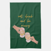 Linge De Cuisine Mangez, Buvez et soyez Joyeux, Joyeux, Noël, Rétro (Vertical)