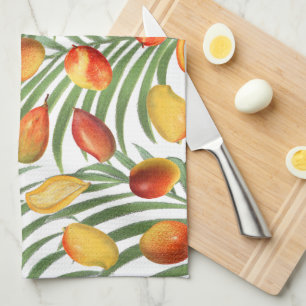 Linge De Cuisine Mango vintage et verdure Motif de fruits d'été