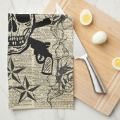 Linge De Cuisine Manieur de pistolet, crâne heureux, armes à feu, (Quart Plié)