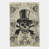 Linge De Cuisine Manieur de pistolet, crâne heureux, armes à feu, (Vertical)