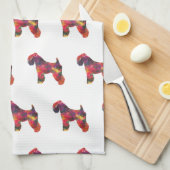 Linge De Cuisine Manteau doux à roulette Terrier Chien Geo Multi (Quart Plié)