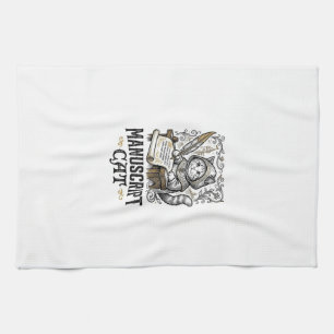 Linge De Cuisine Manuscrit Chat Chat Manuscrit Médiéval Vintage Vec