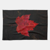 Linge De Cuisine Maple Leaf Red Black Gold Pays Automne Texture (Horizontal)