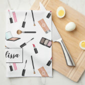 Linge De Cuisine Maquillage Motif illustré Nom personnalisé (Quart Plié)