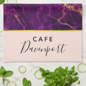 Linge De Cuisine Marbre Abstrait moderne violet et or (Plié)