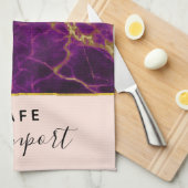 Linge De Cuisine Marbre Abstrait moderne violet et or (Quart Plié)