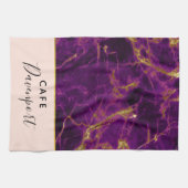 Linge De Cuisine Marbre Abstrait moderne violet et or (Horizontal)