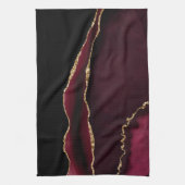 Linge De Cuisine Marbre Agate Chic Noir Violet Paillettes Dorées (Vertical)