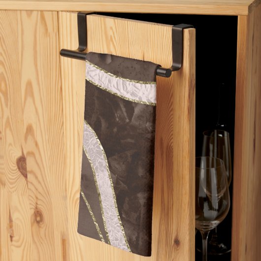 Linge De Cuisine Marbre Agate Gold Glam 5 (Pliage en tiers)
