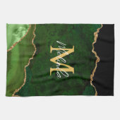 Linge De Cuisine Marbre Agate Vert et Or (Horizontal)