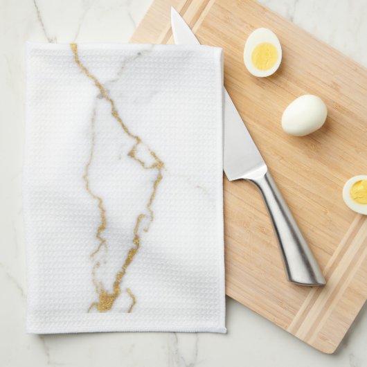 Linge De Cuisine Marbre Blanc (Quart Plié)