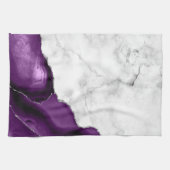 Linge De Cuisine Marbre Blanc Agate Violet Argent (Horizontal)