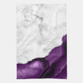 Linge De Cuisine Marbre Blanc Agate Violet Argent (Vertical)