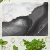 Linge De Cuisine Marbre blanc Black Agate Rose Gold Parties scintil (Plié)
