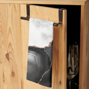Linge De Cuisine Marbre blanc Black Agate Rose Gold Parties scintil