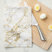Linge De Cuisine Marbre blanc et or (Quart Plié)