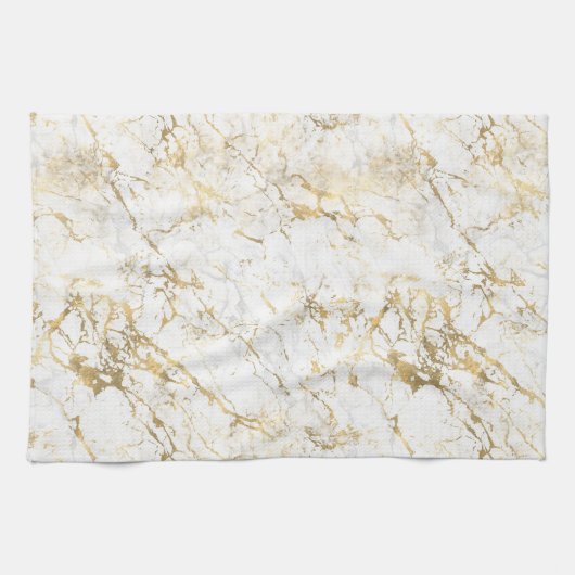 Linge De Cuisine Marbre blanc et or (Horizontal)