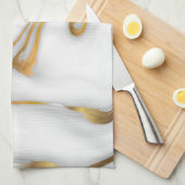 Linge De Cuisine Marbre blanc Gold Grain (Quart Plié)