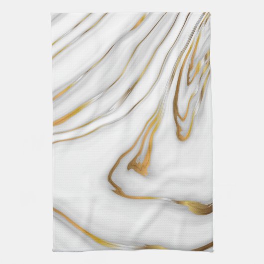 Linge De Cuisine Marbre blanc Gold Grain (Vertical)
