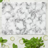 Linge De Cuisine Marbre blanc noir brillant brillant flakes texture (Plié)