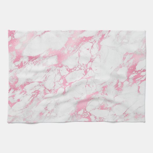 Linge De Cuisine Marbre blanc rose (Horizontal)