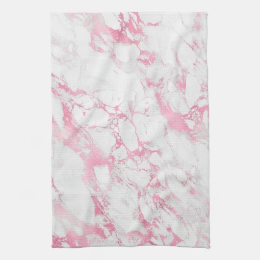 Linge De Cuisine Marbre blanc rose (Vertical)