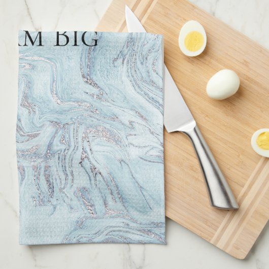 Linge De Cuisine Marbre bleu (Quart Plié)