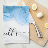 Linge De Cuisine Marbre bleu Abstrait (Quart Plié)