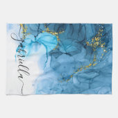 Linge De Cuisine Marbre bleu Abstrait (Horizontal)