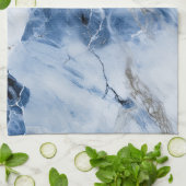 Linge De Cuisine marbre bleu abstrait motif côtier (Plié)