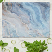 Linge De Cuisine Marbre Bleu avec Noir Or Joli Décor (Plié)