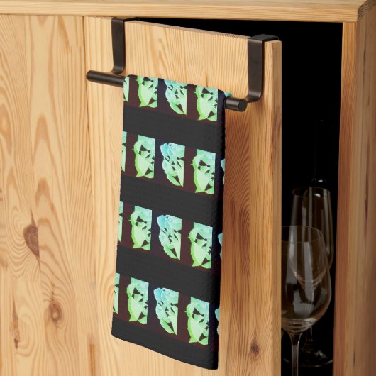 Linge De Cuisine Marbre brisé abstrait art moderne blanc vert (Pliage en tiers)